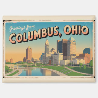 Vintage Grüße aus Columbus Ohio Postkarte Magnet