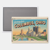 Vintage Grüße aus Columbus Ohio Postkarte Magnet (Vorderseite/Rückseite)