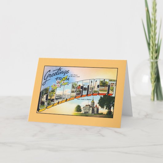 Vintage Grüße aus Connecticut Karte (Vorderseite)