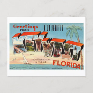 Vintage Grüße aus dem malerischen Key West, Florid Postkarte