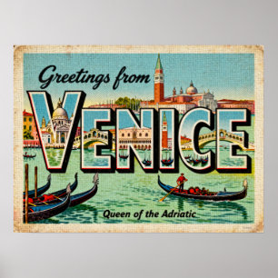 Vintage Grüße aus dem Poster von Venedig
