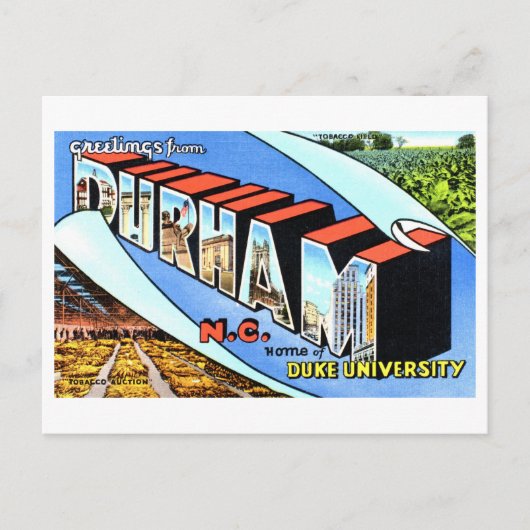 Vintage Grüße aus Durham, North Carolina, Postkarte (Vorderseite)