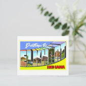 Vintage Grüße aus Elkhart, Indiana, Postkarte (Stehend Vorderseite)