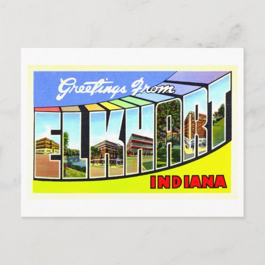 Vintage Grüße aus Elkhart, Indiana, Postkarte (Vorderseite)