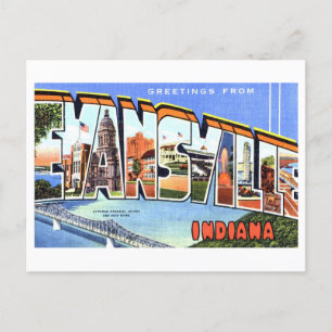 Vintage Grüße aus Evansville, Indiana, Postkarte