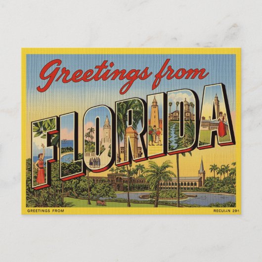 Vintage "Grüße aus Florida" Postkarte (Vorderseite)