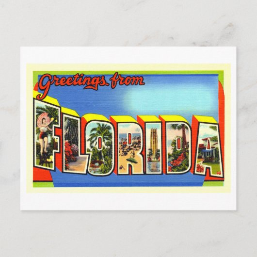 Vintage Grüße aus Florida Postkarte (Vorderseite)