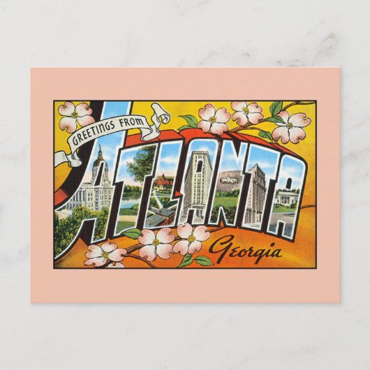 Vintage Grüße aus Georgia Atlanta Postkarte (Vorderseite)