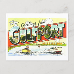 Vintage Grüße aus Gulfport, Mississippi Postkarte