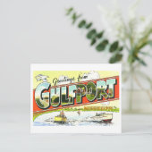 Vintage Grüße aus Gulfport, Mississippi Postkarte (Stehend Vorderseite)