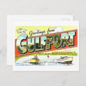 Vintage Grüße aus Gulfport, Mississippi Postkarte (Vorne/Hinten)