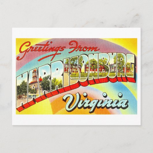 Vintage Grüße aus Harrisonburg, Virginia Postkarte (Vorderseite)