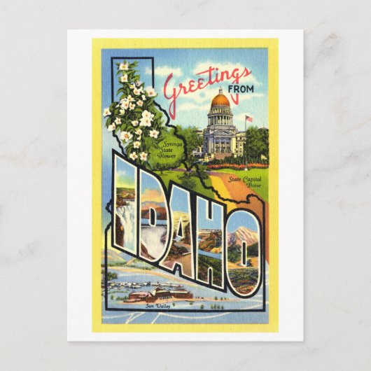 Vintage Grüße aus Idaho Postkarte (Vorderseite)