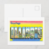 Vintage Grüße aus Illinois Postkarte (Vorne/Hinten)