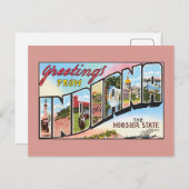 Vintage Grüße aus Indiana Postkarte (Vorne/Hinten)