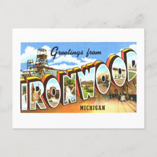 Vintage Grüße aus Ironwood, Michigan, Postkarte