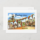 Vintage Grüße aus Ironwood, Michigan, Postkarte (Vorne/Hinten)