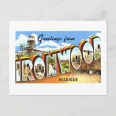 Vintage Grüße aus Ironwood, Michigan, Postkarte (Vorderseite)