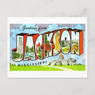 Vintage Grüße aus Jackson, Mississippi, Postkarte