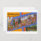 Vintage Grüße aus Kalamazoo, Michigan Postkarte (Vorne/Hinten)