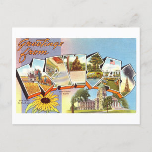Vintage Grüße aus Kansas Postkarte