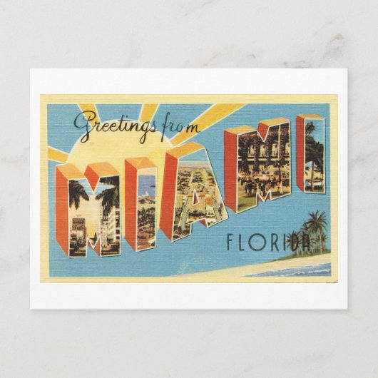 Vintage Grüße aus Miami, Florida Postkarte (Vorderseite)