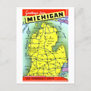 Vintage Grüße aus Michigan-Karte Postkarte