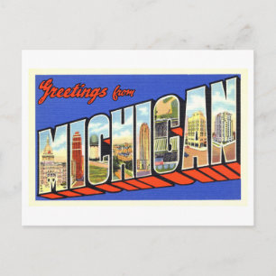 Vintage Grüße aus Michigan Postkarte