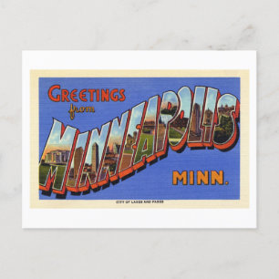 Vintage Grüße aus Minneapolis, Minnesota Postkarte