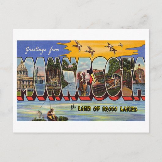 Vintage Grüße aus Minnesota Postkarte (Vorderseite)