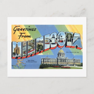 Vintage-Grüße aus Minnesota Reiseplakat Postkarte