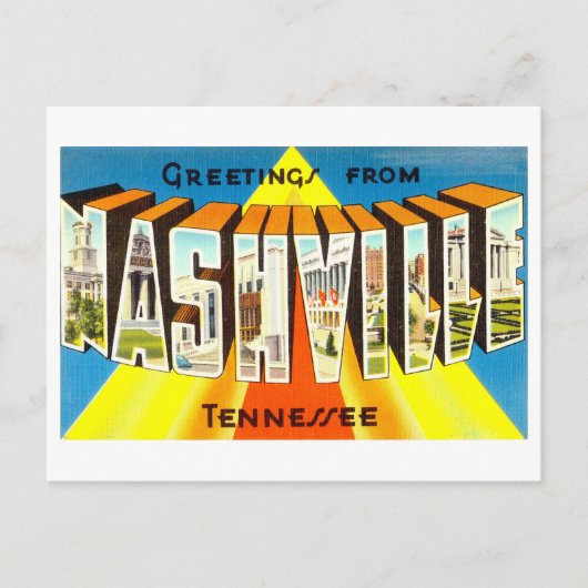 Vintage Grüße aus Nashville, Tennessee Postkarte (Vorderseite)