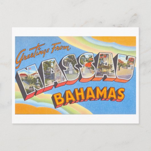 Vintage Grüße aus Nassau, Bahamas Postkarte (Vorderseite)