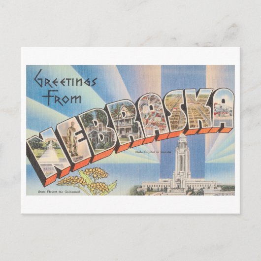 Vintage Grüße aus Nebraska Postkarte (Vorderseite)