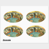 Vintage Grüße aus New York Ovaler Aufkleber (Blatt)