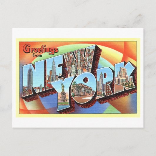 Vintage Grüße aus New York Postkarte (Vorderseite)