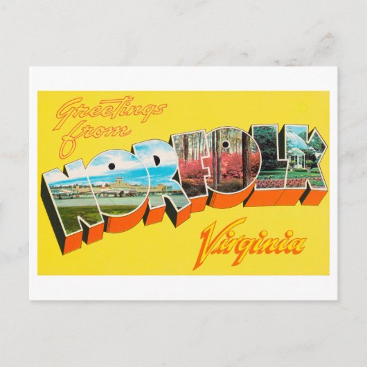 Vintage Grüße aus Norfolk, Virginia Postkarte (Vorderseite)