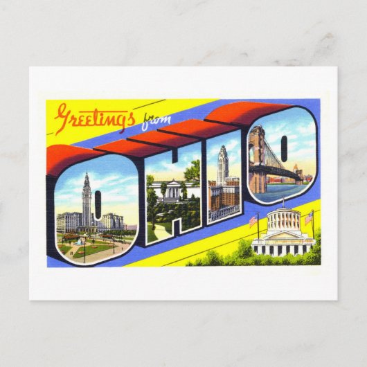 Vintage Grüße aus Ohio Postkarte (Vorderseite)