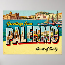 Vintage Grüße aus Palermo Poster