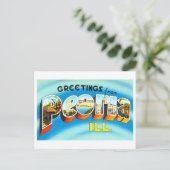Vintage Grüße aus Peoria, Illinois Postkarte (Stehend Vorderseite)