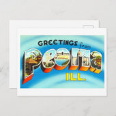 Vintage Grüße aus Peoria, Illinois Postkarte (Vorne/Hinten)