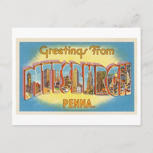 Vintage Grüße aus Pittsburgh, Pennsylvania Postkarte (Vorderseite)