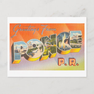 Vintage Grüße aus Ponce, Puerto Rico Postkarte