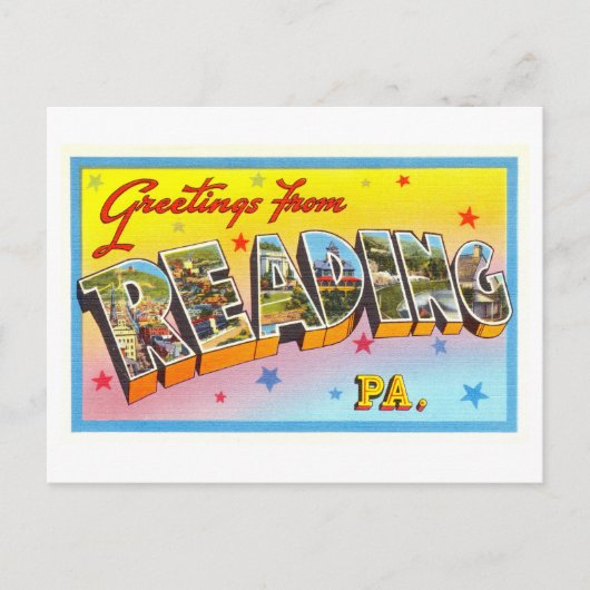 Vintage Grüße aus Reading, Pennsylvania Postkarte (Vorderseite)