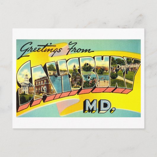 Vintage Grüße aus Salisbury, Maryland Postkarte (Vorderseite)
