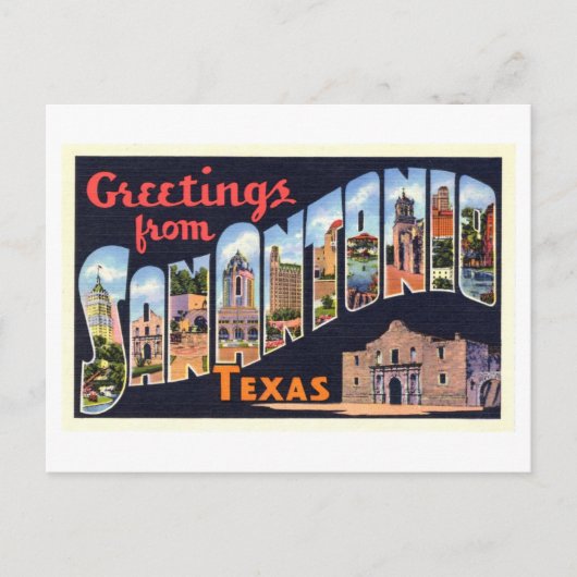 Vintage Grüße aus San Antonio, Texas Postkarte (Vorderseite)