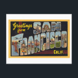 Vintage Grüße aus San Francisco, Kalifornien Postkarte<br><div class="desc">Diese Postkarte ist eine Reproduktion eines Vintagen großen Briefes "Grüße von" Postkarte aus San Francisco,  Kalifornien.</div>