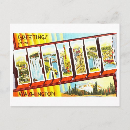 Vintage Grüße aus Seattle, Washington Postkarte (Vorderseite)