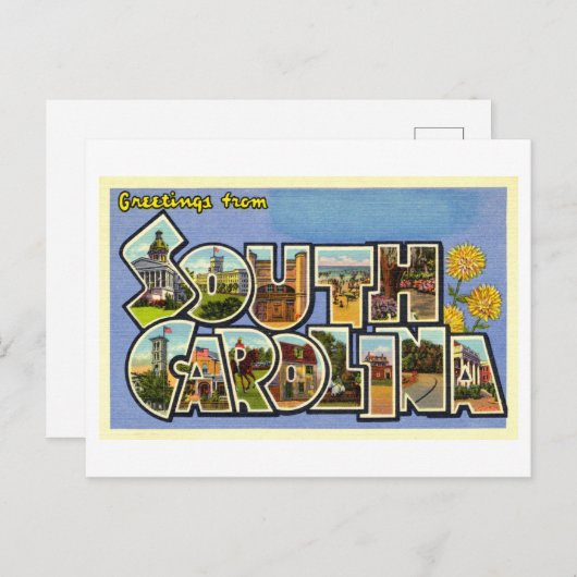 Vintage Grüße aus South Carolina Postkarte (Vorne/Hinten)