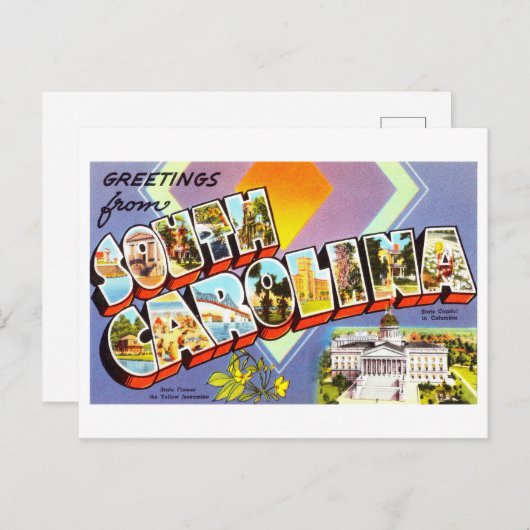 Vintage Grüße aus South Carolina Postkarte (Vorne/Hinten)